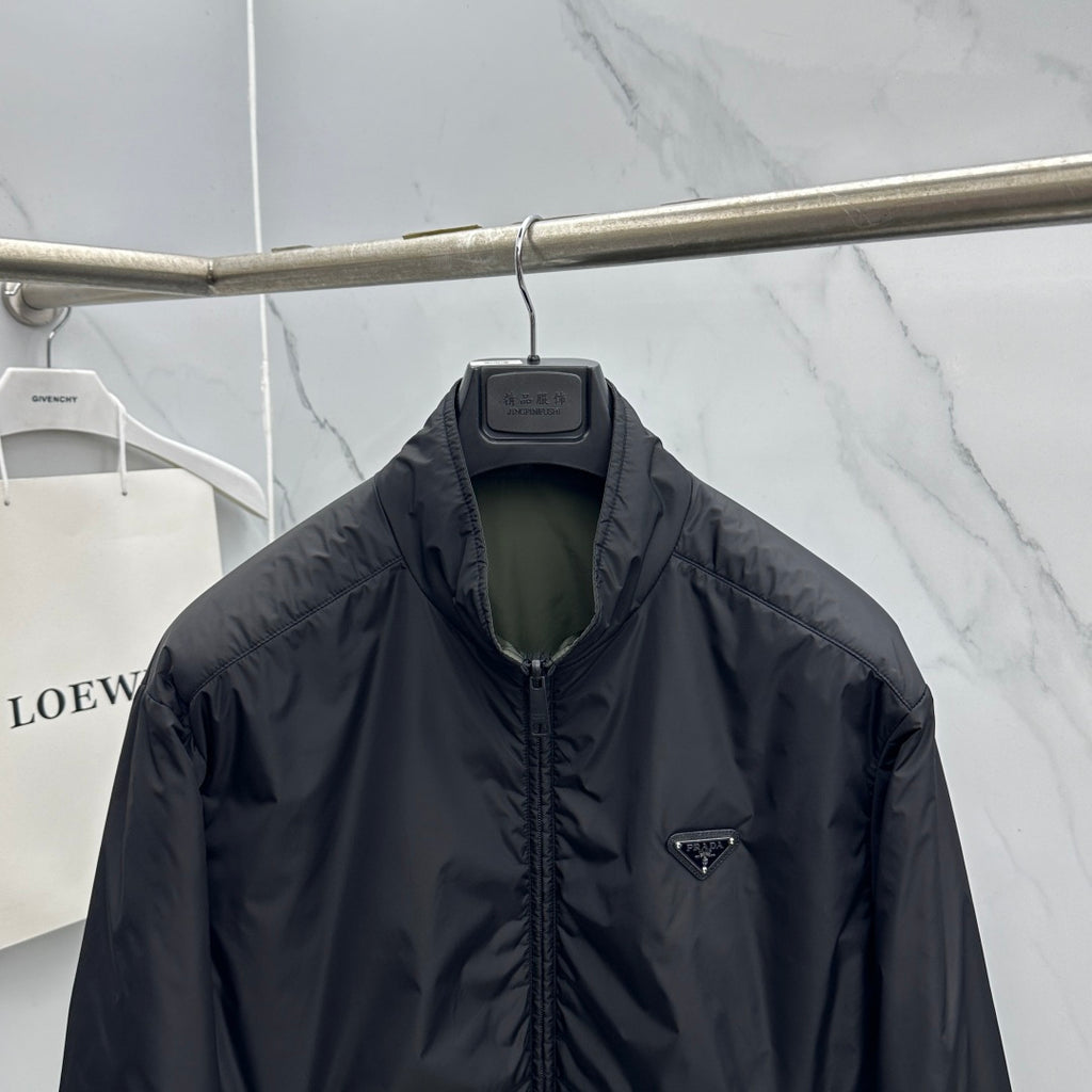 Prada Unisex Winter 2026 Black Reversible Stand-Collar Padded Jacket