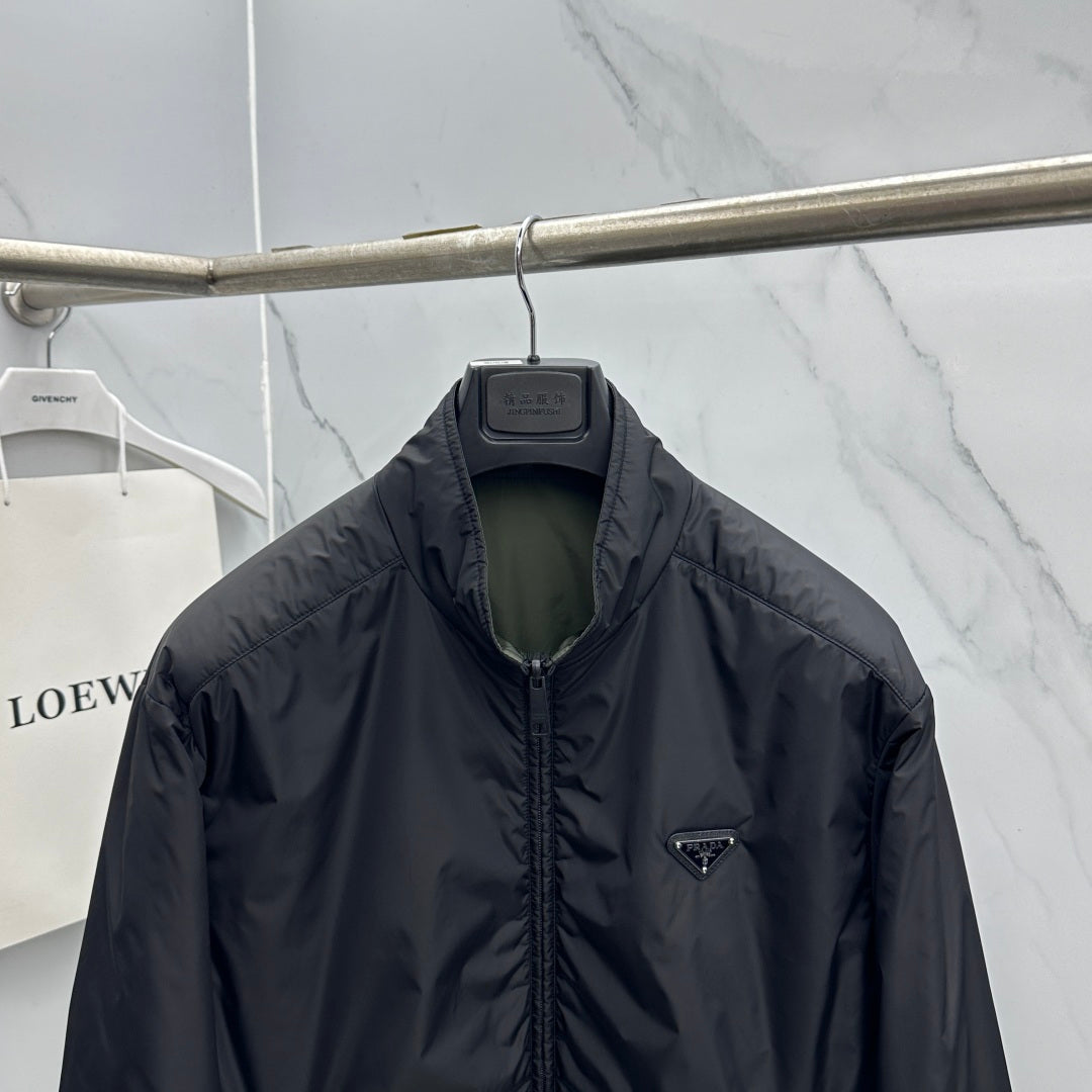 Prada Unisex Winter 2026 Black Reversible Stand-Collar Padded Jacket