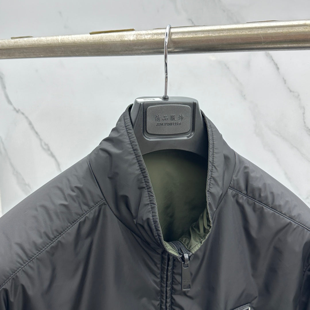 Prada Unisex Winter 2026 Black Reversible Stand-Collar Padded Jacket