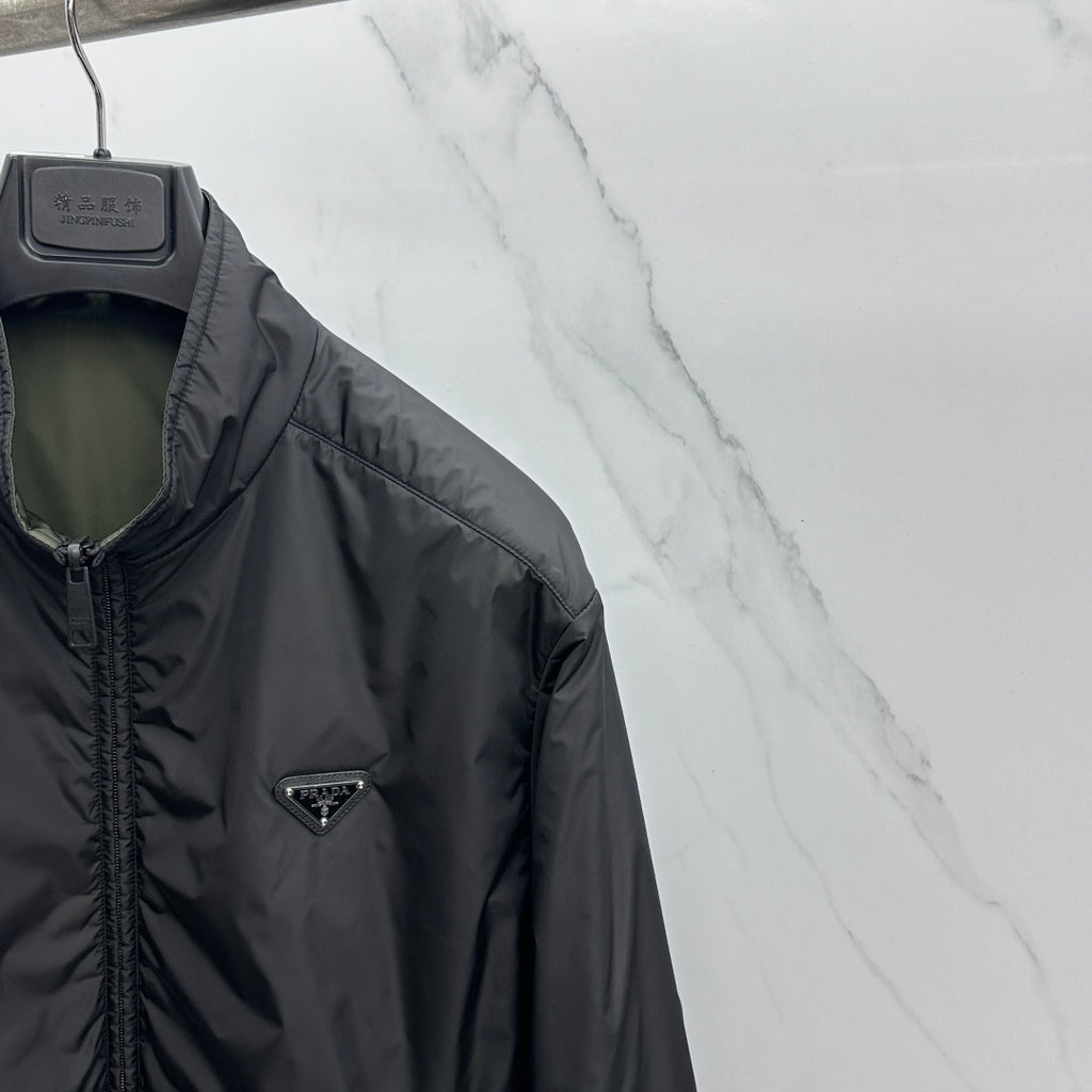 Prada Unisex Winter 2026 Black Reversible Stand-Collar Padded Jacket