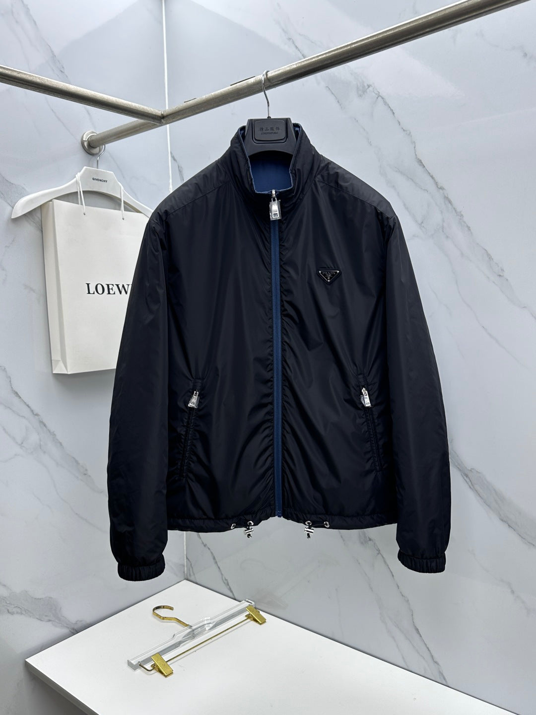 Prada Unisex Winter 2026 Black Reversible Stand-Collar Padded Jacket