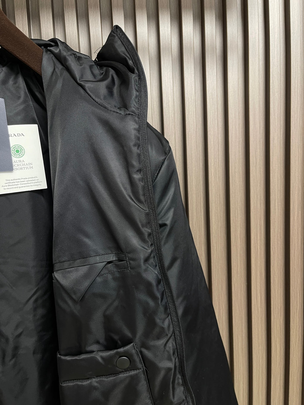 Prada Men's Black Triangle-Logo Hooded Waterproof Insulated Jacket