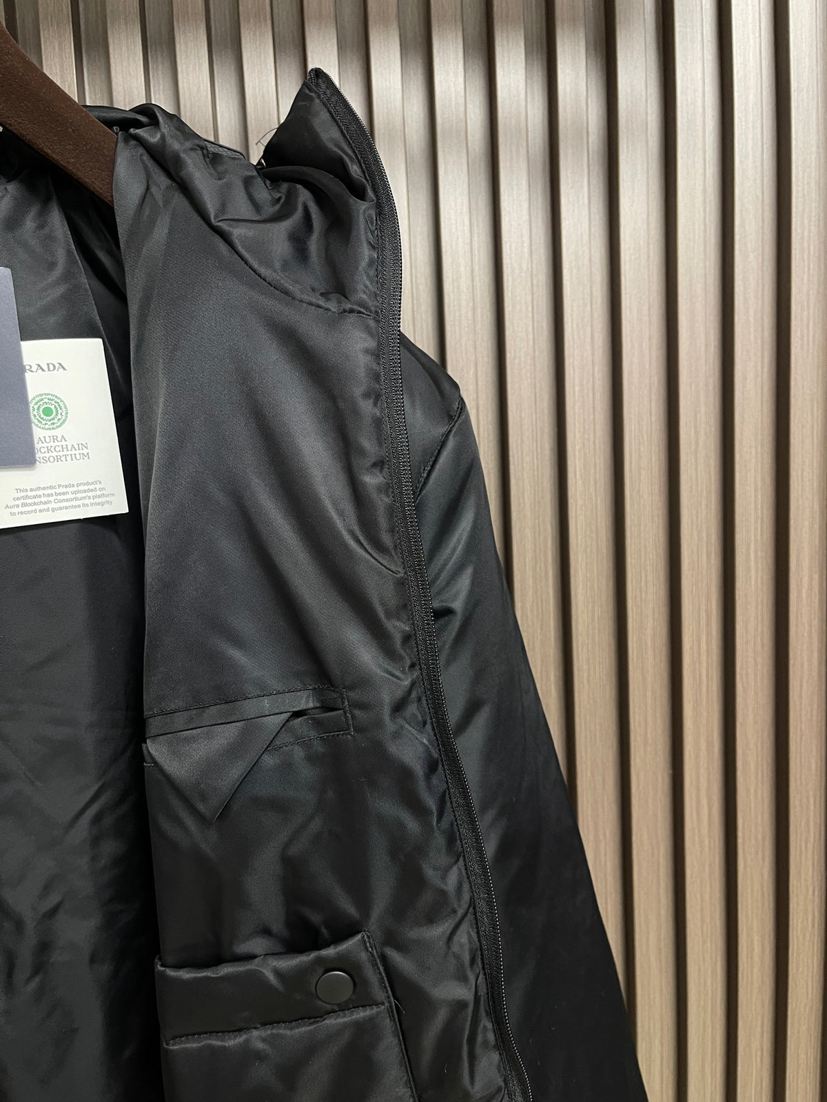 Prada Men's Black Triangle-Logo Hooded Waterproof Insulated Jacket