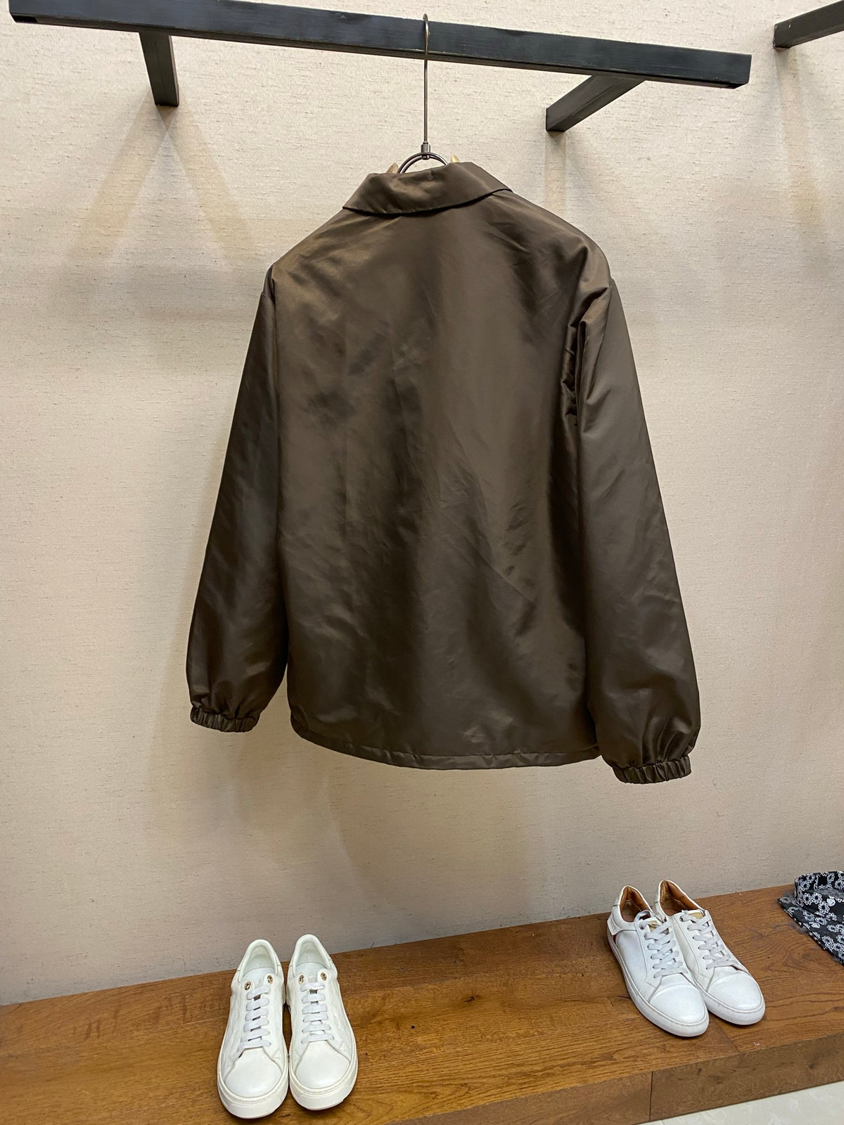 Prada Men's Khaki Triangle-Logo Insulated Padded Jacket