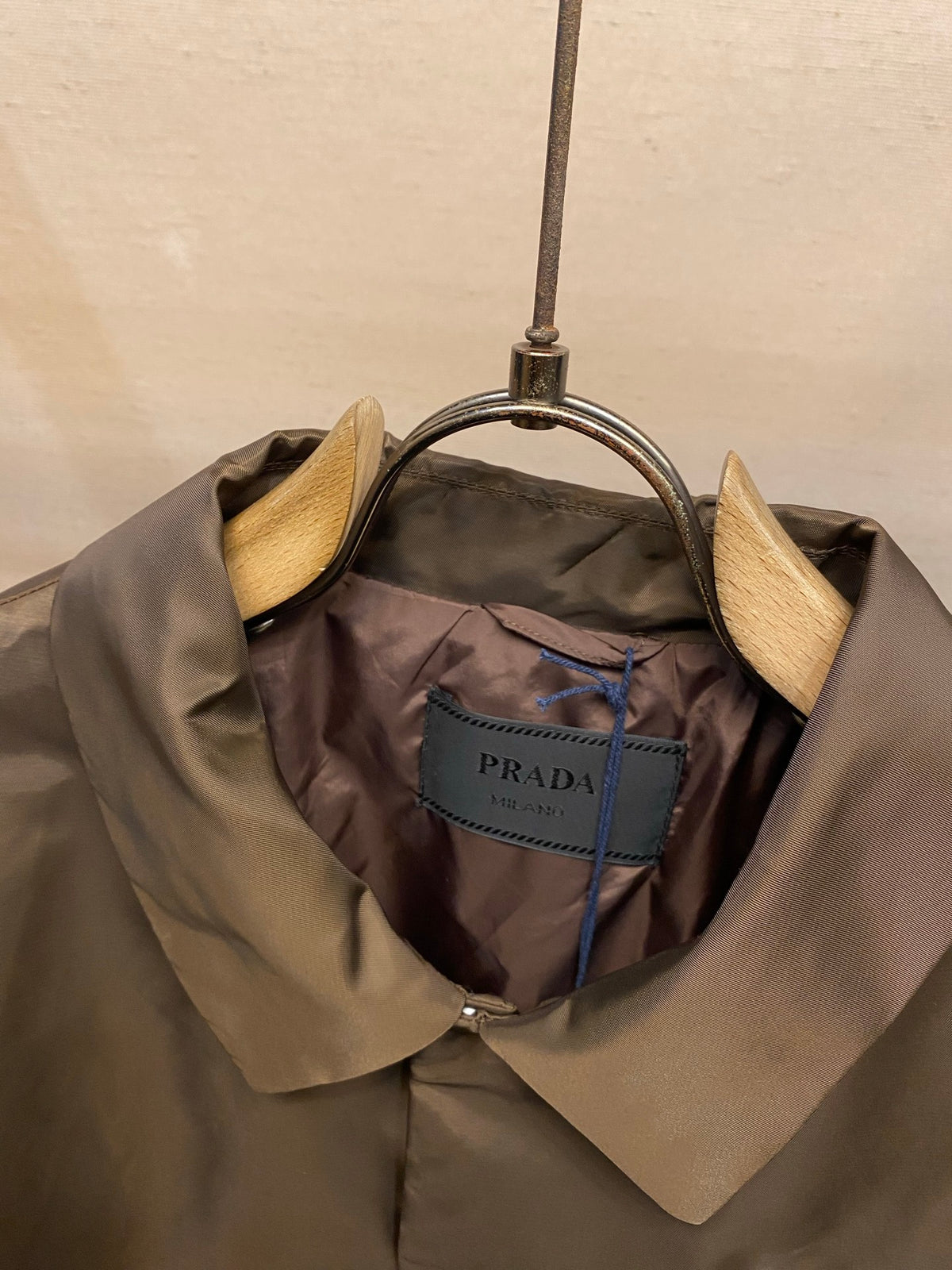 Prada Men's Khaki Triangle-Logo Insulated Padded Jacket