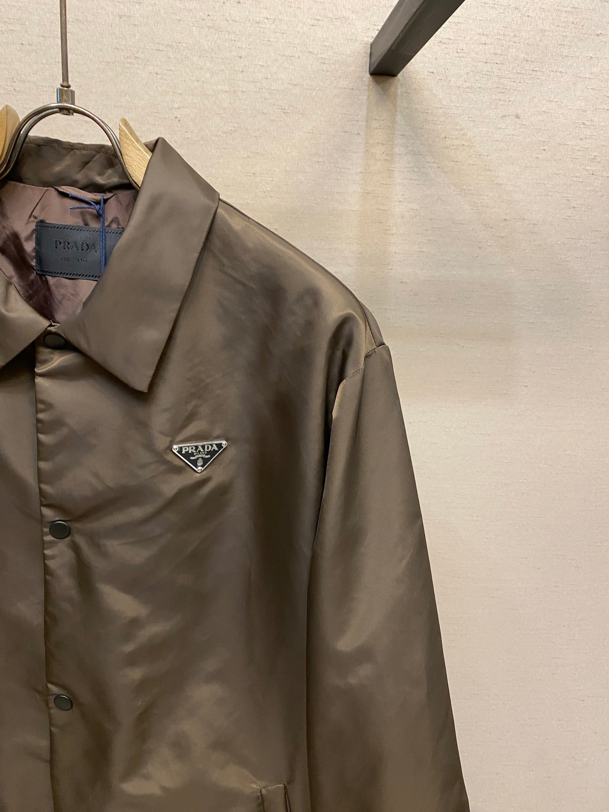 Prada Men's Khaki Triangle-Logo Insulated Padded Jacket