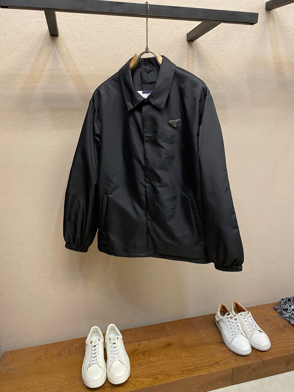 Prada Men's Black Triangle-Logo Insulated Padded Jacket