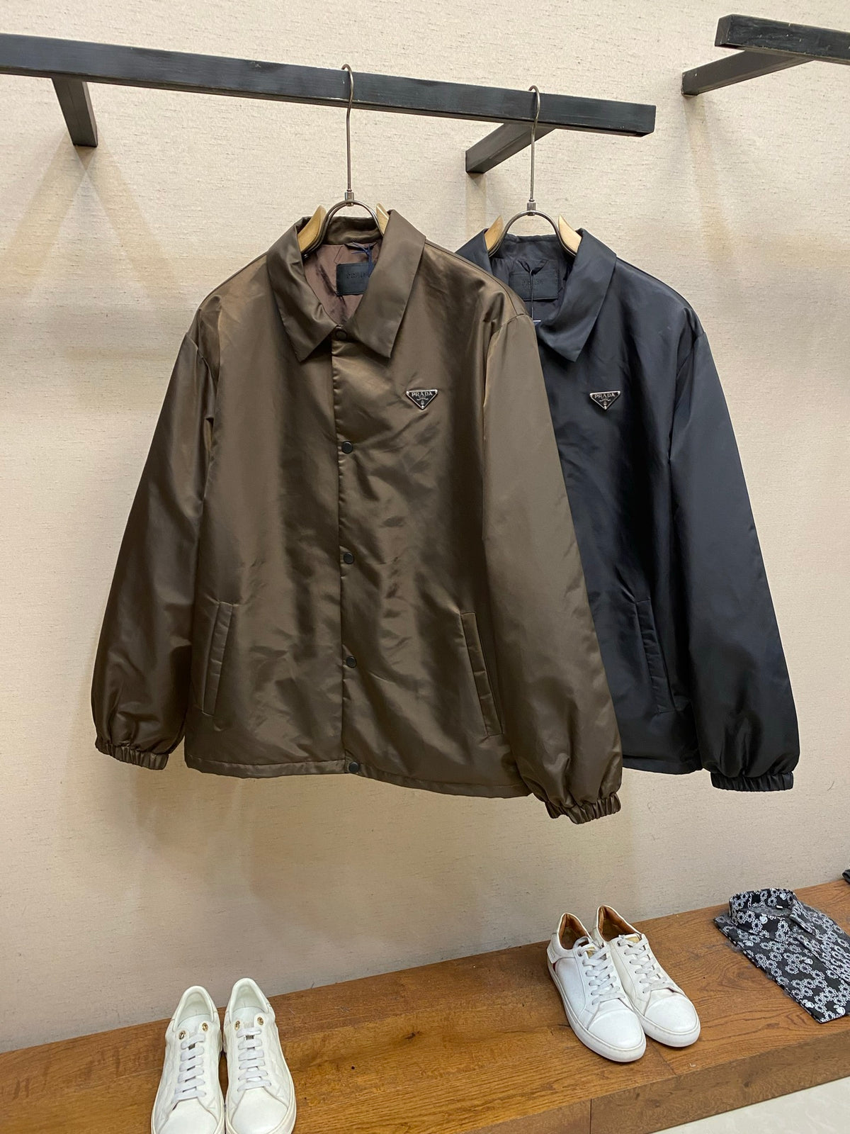 Prada Men's Black Triangle-Logo Insulated Padded Jacket