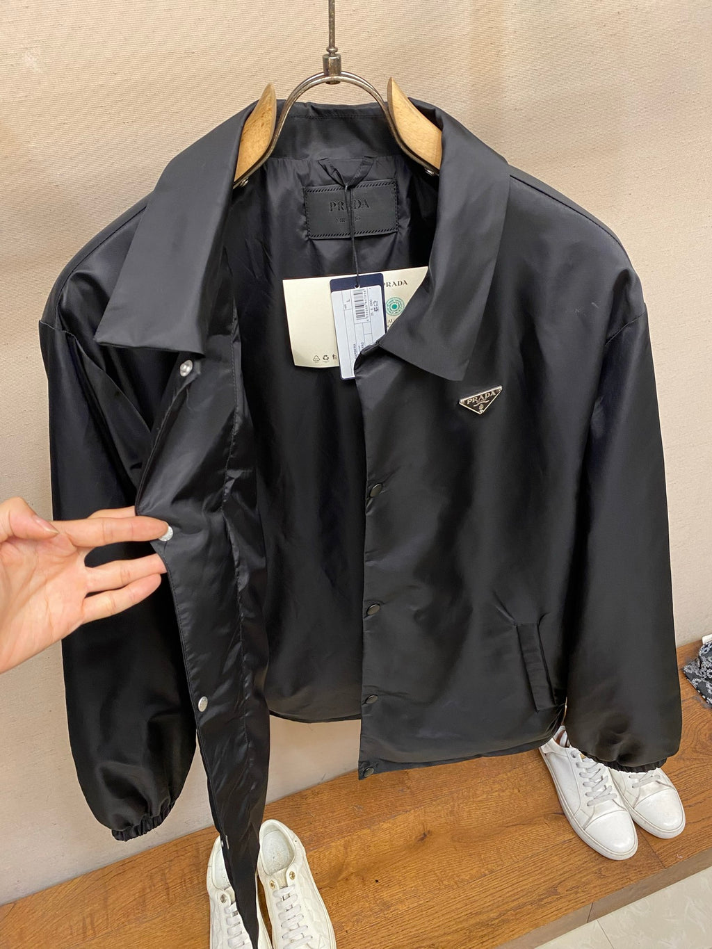 Prada Men's Black Triangle-Logo Insulated Padded Jacket